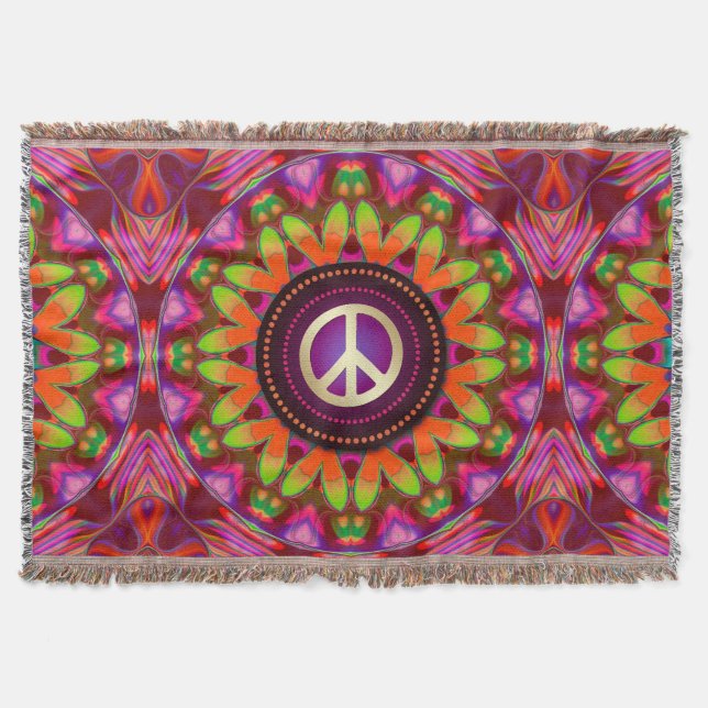 Peace & Love Homely Hippie  Throw Blanket (Front)