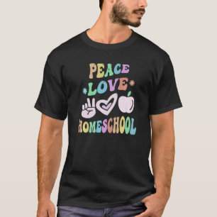 PEACE LOVE HOMESCHOOL Retro Mom Groovy School   T-Shirt