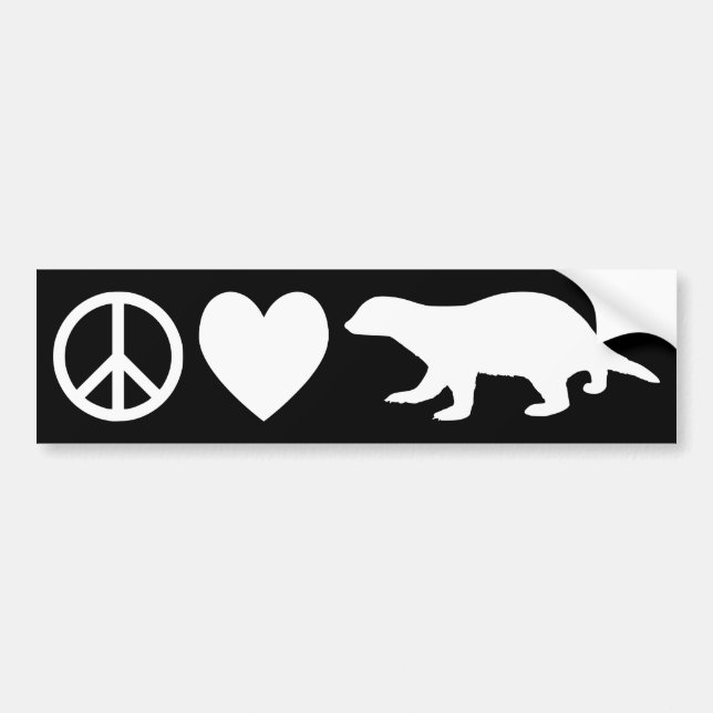 Peace, Love & Honey Badgers Bumper Sticker (Front)