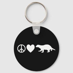 Peace, Love & Honey Badgers Keychain