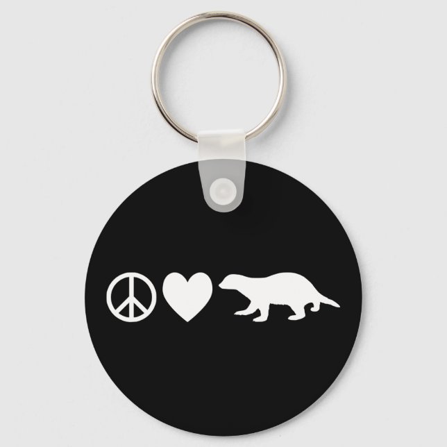 Peace, Love & Honey Badgers Keychain (Front)