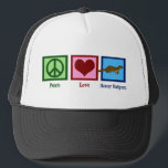 Peace Love Honey Badgers Trucker Hat<br><div class="desc">A peace sign,  heart,  and a honey badger.</div>