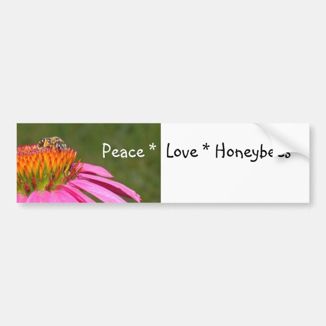 Peace Love Honeybees Bumper Sticker (Front)