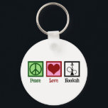 Peace Love Hookah Bar Keychain<br><div class="desc">Peace Love Hookah. A cool hookah bar gift with a peace sign, heart, and pipe.</div>