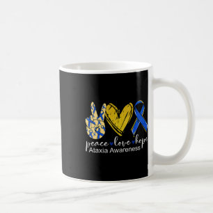 Peace Love Hope Ataxia Awareness Blue Ribbon Coffee Mug