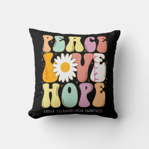 Peace Love Hope Ataxia Telangiectasia Awareness Gi Throw Pillow