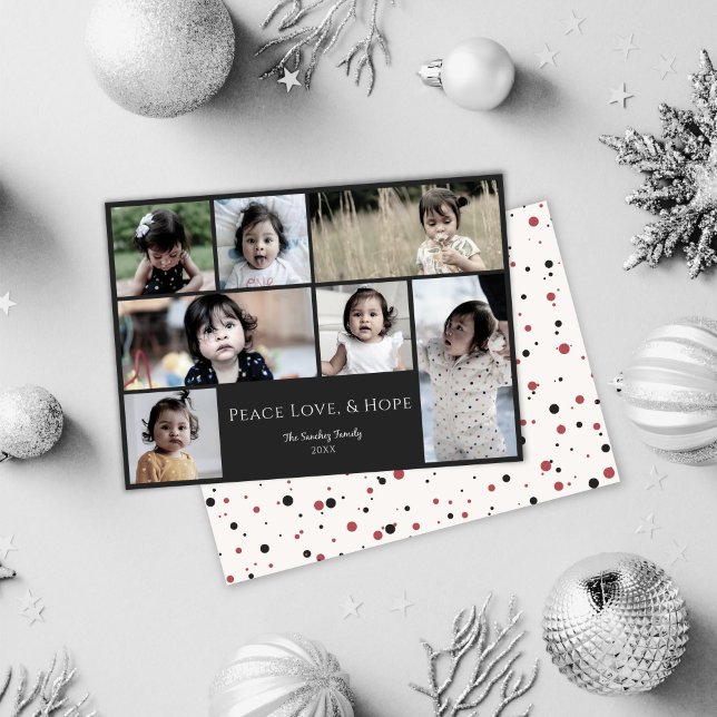 Peace Love Hope Black Photo Christmas Carte (Créateur téléchargé)