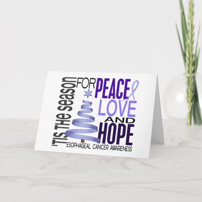 Peace Love Hope Christmas Esophageal Cancer Holiday Card (Front)