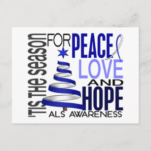 Peace Love Hope Christmas Holiday ALS Postcard