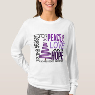 Peace Love Hope Christmas Holiday Crohn's Disease T-Shirt
