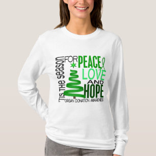 Peace Love Hope Christmas Holiday Organ Donation T-Shirt