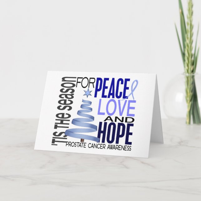 Peace Love Hope Christmas Holiday Prostate Cancer Card (Front)