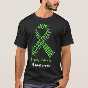 Peace Love Hope Cure Liver Cancer Awareness Green  T-Shirt