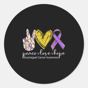 Peace Love Hope Esophageal Cancer Awareness Wear P Classic Round Sticker