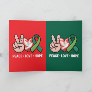 Peace Love Hope - Green Ribbon Awareness & Suppor Card