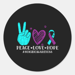 Peace Love Hope Happy Prevention Awareness Graphic Classic Round Sticker
