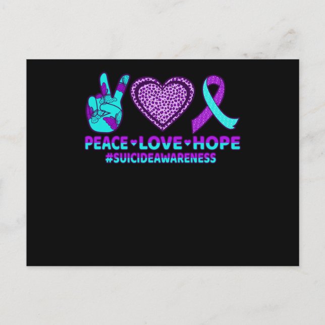 Peace Love Hope Happy Suicide Prevention Awareness Postcard (Front)