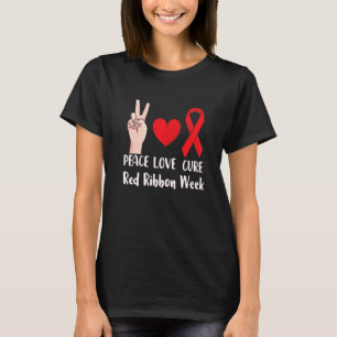Peace Love Hope Inspirational Kids Red Ribbon Week T-Shirt
