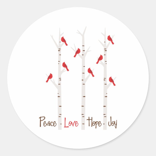 Peace Love Hope Joy Classic Round Sticker (Front)