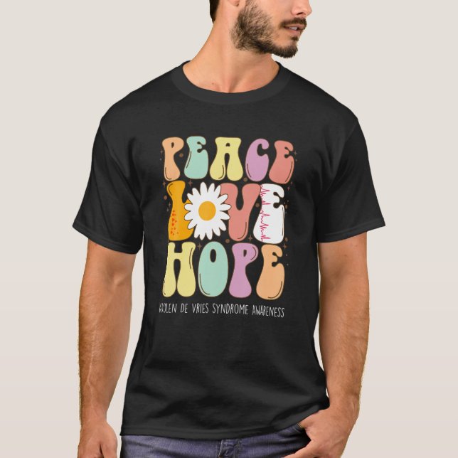 Peace Love Hope Koolen De Vries Syndrome KDVS Awar T-Shirt (Front)