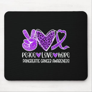 Peace Love Hope Leopard Purple Pancreatic Cancer A Mouse Pad