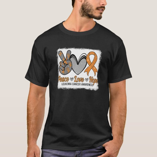 Peace Love Hope Leukemia Awareness Month Warrior W T-Shirt (Front)
