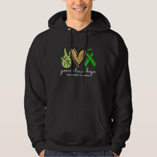 Peace Love Hope Mental Health Awareness Green Rib Hoodie