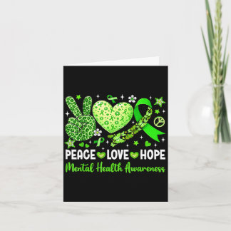 Peace love hope mental health awareness greenPeace Card