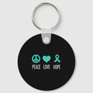 Peace Love Hope Ovarian Cancer Awareness Keychain