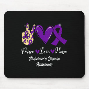 Peace Love Hope Purple Ribbon Heimerheimer Disease Mouse Pad