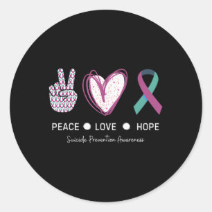 Peace Love Hope Suicide Prevention 2024 Classic Round Sticker