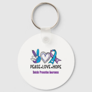Peace Love Hope Suicide Prevention Awareness Heart Keychain