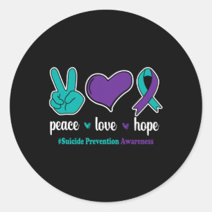 Peace Love Hope - Suicide Prevention Awareness Rib Classic Round Sticker