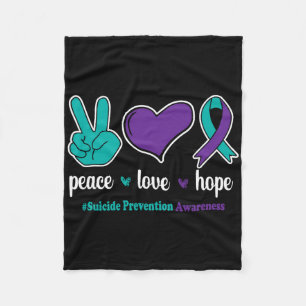 Peace Love Hope - Suicide Prevention Awareness Rib Fleece Blanket