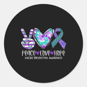 Peace Love Hope Suicide Prevention Awareness Tie D Classic Round Sticker
