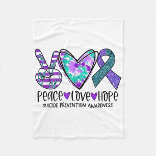 Peace Love Hope Suicide Prevention Awareness Tie-d Fleece Blanket