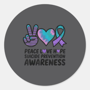 Peace Love Hope Suicide Prevention Tie Dye Awarene Classic Round Sticker