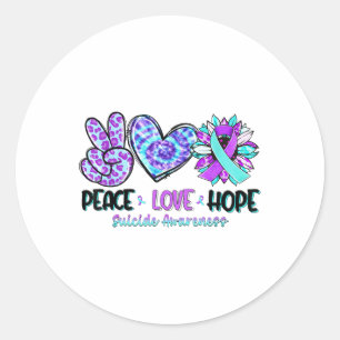 Peace Love Hope Sunflower Leopard Suicide Awarenes Classic Round Sticker