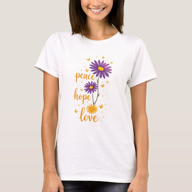 Peace Love Hope T-shirt Inspiration Positivité (Devant)