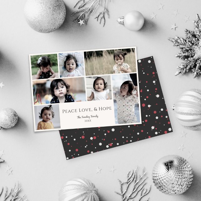 Peace Love Hope White Photo Christmas Carte (Créateur téléchargé)