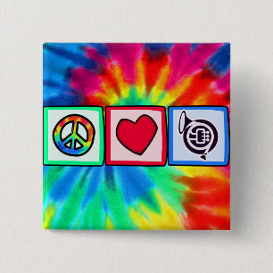 Peace, Love, Horns 2 Inch Square Button