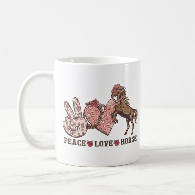 Peace Love Horse Coffee Mug (Left)