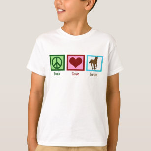 Peace Love Horses Cute Horse Kids T-Shirt