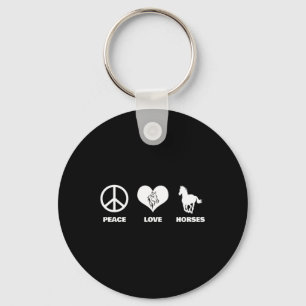 Peace Love Horses Equestrian Horseback Riding Keychain
