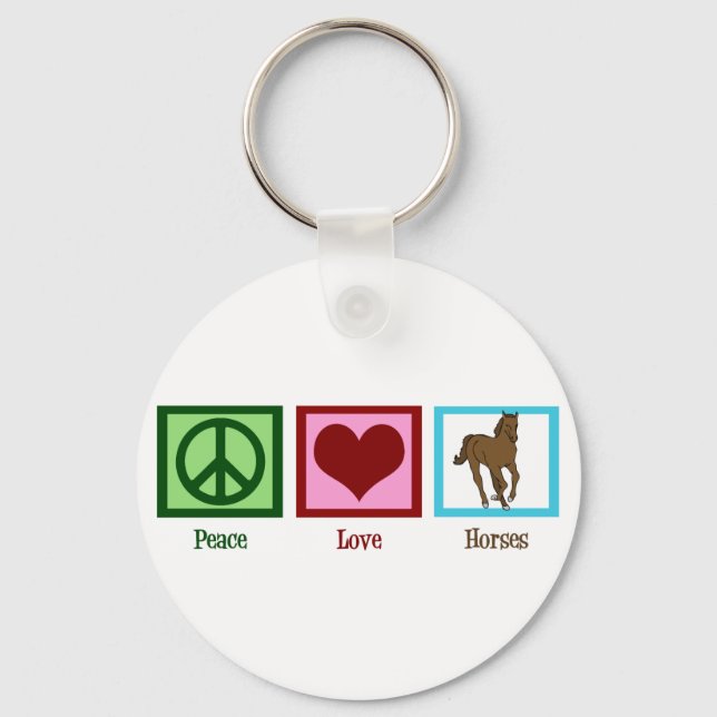 Peace Love Horses Keychain (Front)
