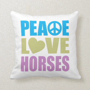 Peace Love Horses Throw Pillow