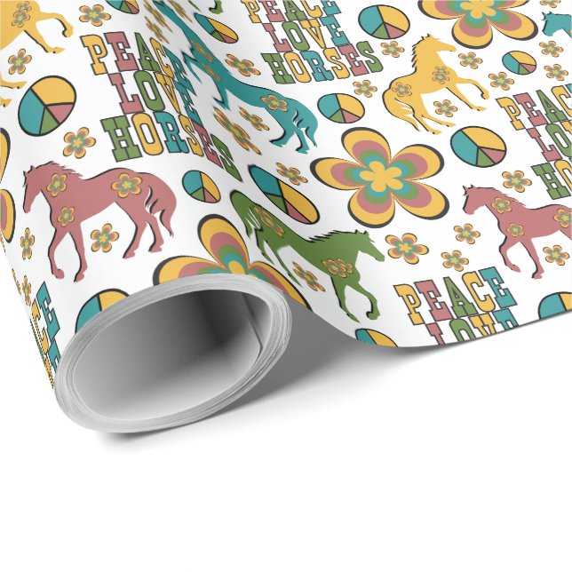 Peace Love Horses Wrapping Paper (Roll Corner)
