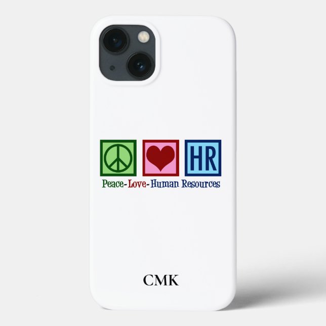 Peace Love HR Cute Human Resources Monogram Case-Mate iPhone Case (Back)