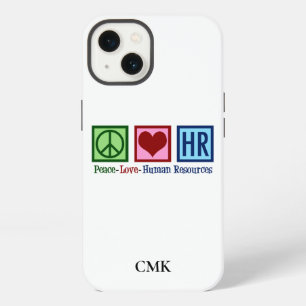 Peace Love HR Cute Human Resources Monogram iPhone 13 Case
