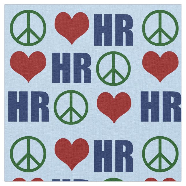 Peace Love HR Human Resources Blue Fabric (Close Up)